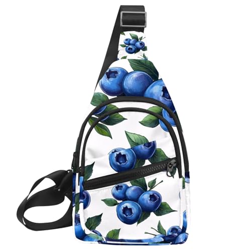 Sac à dos à bandoulière feuilles de myrtille pour la randonnée et voyage