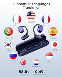 AI Translator Earbuds Wireless Bluetooth - 164 Languages Translation and No Subscription Required Translation Headphones, Audio and Video Calls Real Time Interprete for Business, Travel, Learning