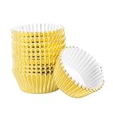 PRETYZOOM 200 Moldes de Papel de Aluminio para Cupcakes, Pasteles, Muffins, para Hornear, Pequeños Moldes Dorados Claros para Uso Doméstico Y en Fiestas.