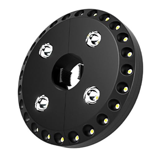 Outdoor Disc Umbrella Lights LED Camping Tent Market Stall Hanging Lamp 28-LED Adjustable Brightness Battery-Powered Black