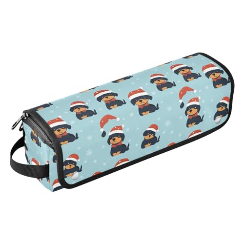 Bolsa organizadora para herramientas de cabello con diseño de perros navideños y tapete resistente al calor miniatura 1