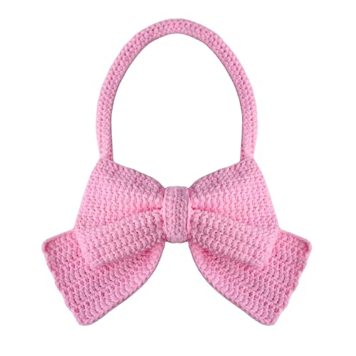 Bow Purse Crochet Handbag Bow Tote Bag Coquette Purse Shoulder Knit Bag Y2k Pink
