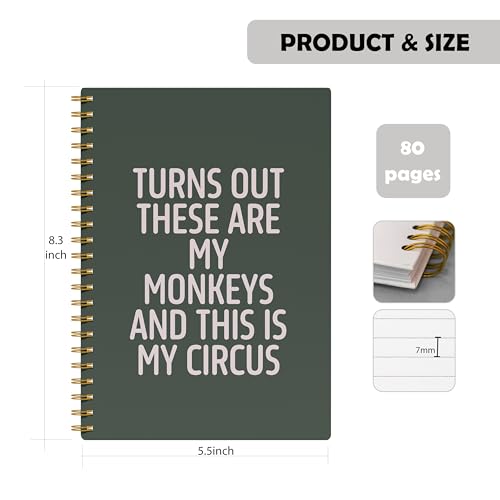 Image of Green Office Notebooks for Work, Funny Work Journal Notebook for Coworkers, Turns Out These Are My Monkey Humor Journals, Funny Office Supplies, Coworker Sarcastic Gifts, 5.5x8.3 Inch