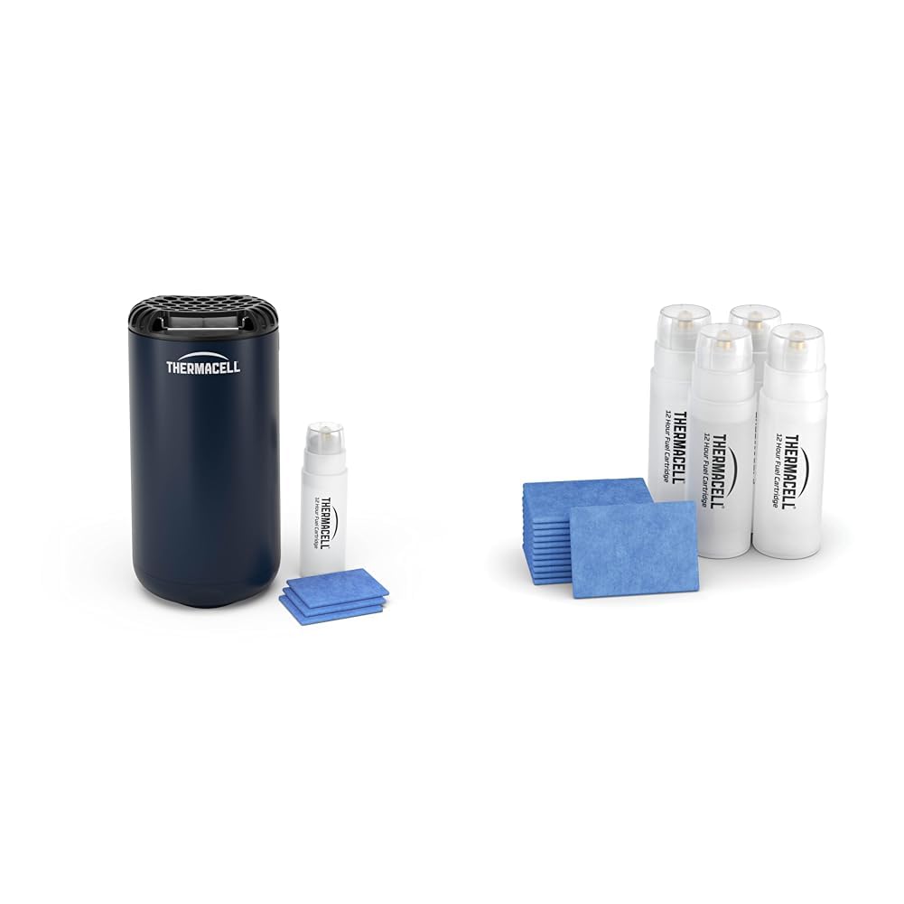 Thermacell Repellente Antizanzare Mini Halo + Ricarica, Protezione 21 m², Durata 60 Ore, Inodore, Blu Navy