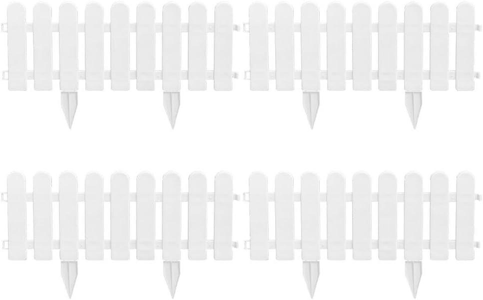 Totority Decorative Garden Fence 19.68 X 7.87 Inches 4-Pack Plastic Yard Barrier for Outdoor Lawn and Patio Edging
