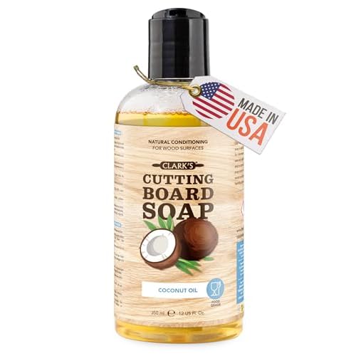 CLARK'S Cutting Board Refined Coconut Soap - Plant Based Food Safe Castile Soap For Countertops Butcher Blocks Bamboo And Utensils - Cleans And Restores Wood - Use Before Food Grade Mineral