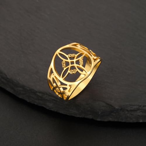 TEAMER Witches Knot Ring - Stainless Steel Celtic Amulet Vintage Jewelry For Women3