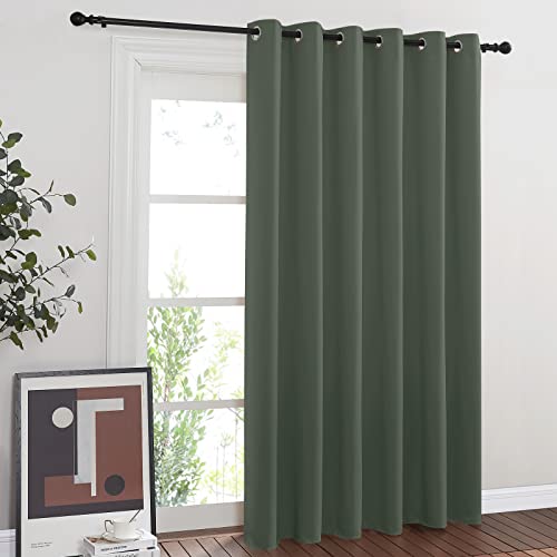 NICETOWN Sliding Door Curtains 84 inches Long, Grommet Blackout Thermal Patio Door Curtain Panel Sliding Door Drapes/Draperies for Room Divider (1 Panel, Dark Mallard, W80 x L84)
