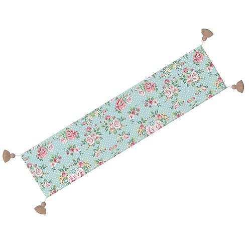Chemin de table de Noël anti-plis de 152 cm avec pompons pour fêtes - 3