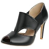  Etebella Damen Peeptoe High Heels Pumps Slip On Stiletto Sandalen Cut Out Sexy Abend Schuhe (Schwarz,37)