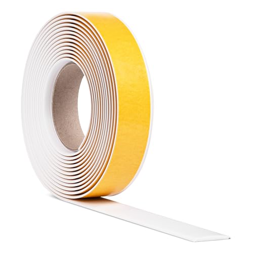 Quest Perfil de transición autoadhesivo, 5 m, barra de transición de PVC, barra de revestimiento, perfil de compensación, blanco, 50 mm