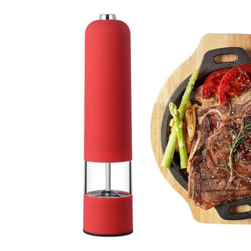 Molinillo de sal con batería automático - Molinillo de pimienta eléctrico de cerámica, de especias con un botón, de electrodomésticos de cocina moderno | Mecanismo de molienda