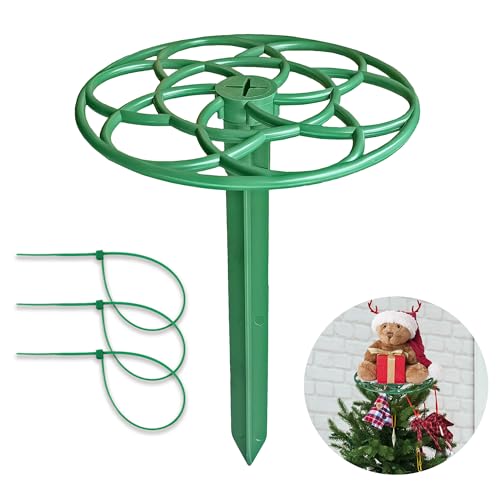 YAUXYA Christmas Tree Topper | Flat Wide Base Tree Topper Holder and Stablilizer | Cone Tree Topper Attachment | Support Holder for Star/Angel/Snowman (M)