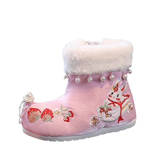 Girls Hanfu Shoes Embroidery Shoes Girls Hanfu Boots Winter Tang Dress New Year Cotton Boots Cake And Winter Boots