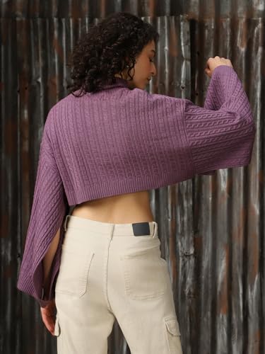 Image of High Star Women Acrylic Knitted Boxy Fit Turtle Neck Full Sleeves Sweaters 52