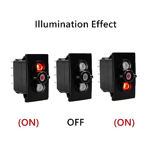 Image of Dual Red Led 7 Pin (ON)-Off-(ON) DPDT 3 Way Momentary Rocker Switch Base for ARB /Carling Auto Marine Boat Dashboard Switch Replacement 12V /24V IP68