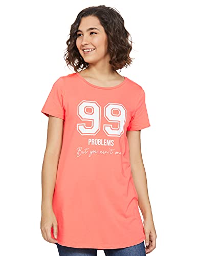 Image of Amazon Brand - Symbol Women's Cotton Stretch Half Sleeve Round Neck Regular Fit T-Shirt (Tunic Length)