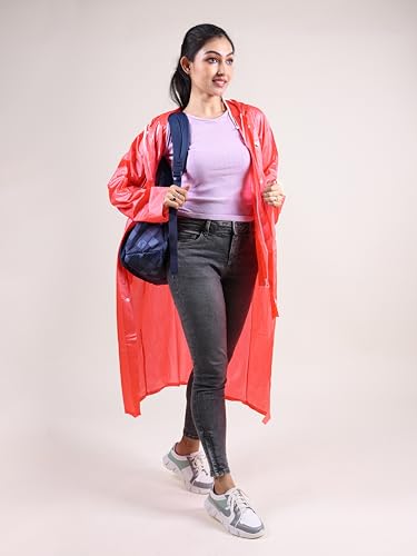 Image of Rupa Rainsuit Women Waterproof PVC Raincoat with Hood & Carry Bag | Lightweight Rainwear for Women with Front Zip | Solid Color | Standard Length | Pack of 1