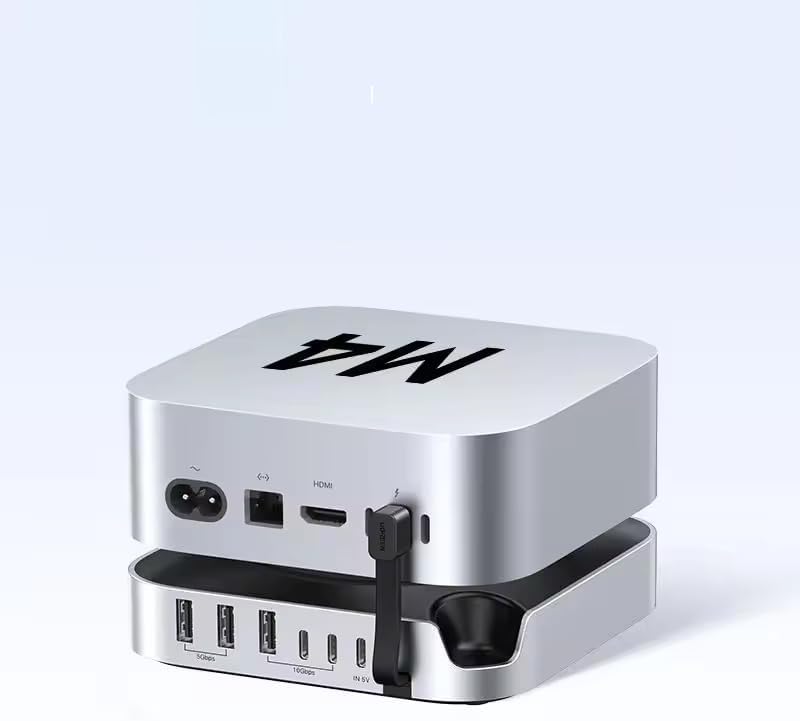HikTop USB HUB Docking Station with Mac Mini M4 on top