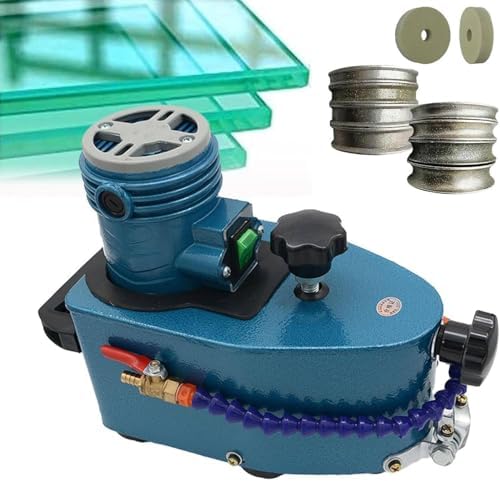 Portable Electric Glass Edging Machine, Small DIY Glass Edger with 8 Diamond Wheels & 2 Polishing Wheels for Art Corner Grinding - Green Color Tool