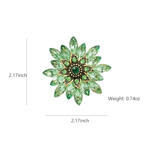 Image of Large Crystal Flower Brooch Pin for Women Red purple pink green Rhinestone Flower Lapel Pin Wedding Party Birthday Dance Banquet Dress Suit Ceremony Clothes Hat Bag Accessories Jewelry