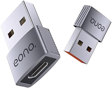 Amazon Brand  Eono USB C Female to USB A Male Adapter 2 Pack, Aluminum Shell Type C Charger Converter for iWatch 7,AirPods,iPhone 11 12 13,SE,iPad Mini 6 Air 4 5,Samsung S20 S21 S22 FE Plus Ultra