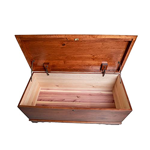Rustic Red Door Co. 36" Cedar Hope Chest with Waterfall Top - Amish Made Chest with Anti-Slam Hinges and lock - Blanket Storage (Rustic Cherry, W. Cherry Stain - 36" Long)