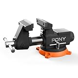 PONY 4 Inch Heavy Duty Bench Vise 4400LBS Clamping Force, Pro Workshop Workbench Vise with 360-Degree Rotatable Base and Anvil, 4-Inch Jaw Opening and Width for Woodworking, Drilling, Pipe Cutting