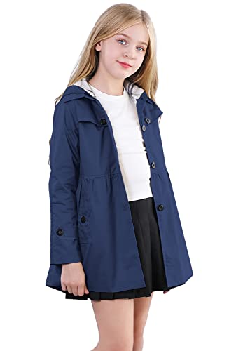 Image of Betusline Girls 2 Packs Trench Coat Hooded Lightweight Single Breasted Dress Outerwear Jacket,2-14 Years
