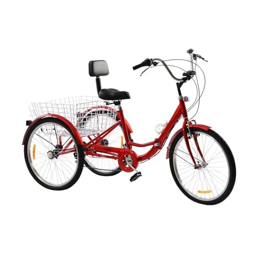 Jolre Triciclo para adultos de 24 pulgadas, 3 ruedas, 7 velocidades, cesta de verduras con luz LED y soporte para vasos, triciclo plegable, bicicleta plegable, bicicleta de ocio, bicicleta urbana.