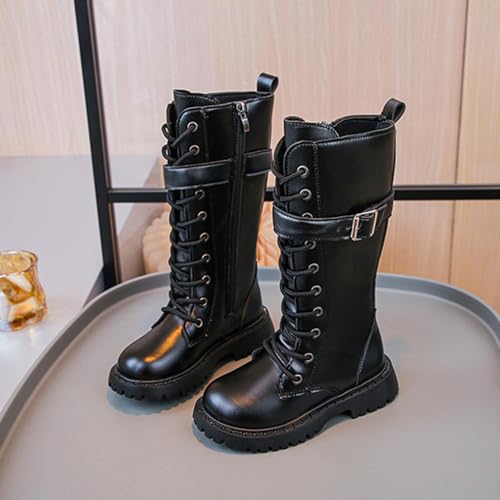Girls Knee High Boots Side Zipper Lace-up Punk Goth Chunky Chunky Heel Fall Winter Long Boots Fashion Riding Shoes2