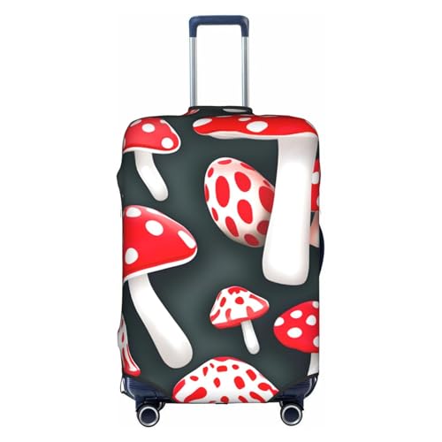 Housse de bagage élastique anti-rayures motif champignon blanc et rouge pour valise moyenne M