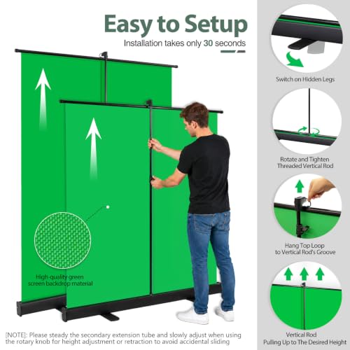 Image of EMART 58x76in Collapsible Green Screen Backdrop Photo Lighting Kit Portable