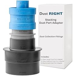 Rockler Dust Right Stacking Dust Port Adapter Set (3-Piece) | Dust Port Adapter Set – Flexible Dust Connections – Dust Port Adapters – Stackable Design – 3-Piece Set