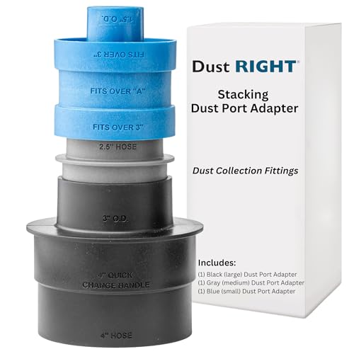 Dust Right Stacking Dust Port Adapter Set (3-Piece) – Interchangeable Vacuum Adapter for Dust Collection Hose & Tools – Glass Reinforced Polypropylene Dust Collectors for Woodworking by ROCKLER - Used condition - US$17.51