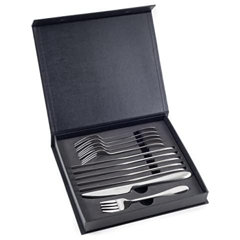 Hanseküche Steakbesteck 12-teilig - Hochwertiges Steakbesteck für 6 Personen aus langlebigen 18/10 Edelstahl und Geschenkbox, Steakmesser, Steakgabeln Cover