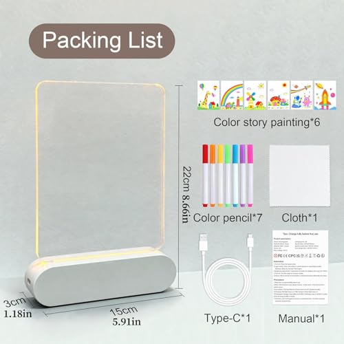 Tableau à notes LED ardoise lumineuse effaçable 3D pour enfant - 6