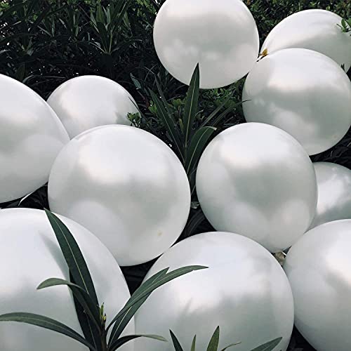 Image of Toyshine White Metallic Balloons for Party 50 pcs 12 inch Thick Latex balloons for Birthday Wedding Engagement Anniversary Festival Picnic Family Party Decorations-White