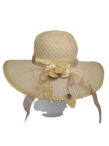 Chapéu Praia Feminino Aba Larga Palha Floppy