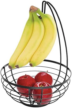 iDesign Austin Wire Bowl, Metal Fruit Basket with Banana Holder, Matte Silver, Steel, 27.4 cm x 27.4 cm x 20.1 cm