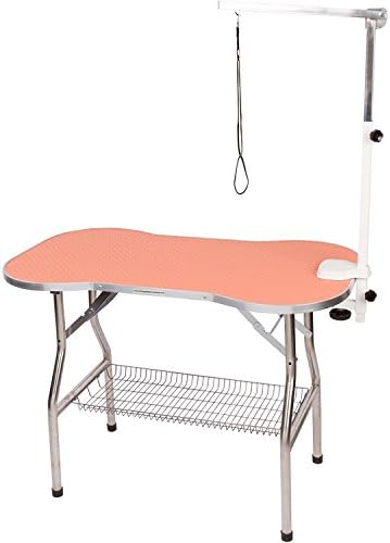 Flying Pig Heavy Duty Stainless Steel Frame Bone-Shape Grooming Table (Orange, 32"x21")