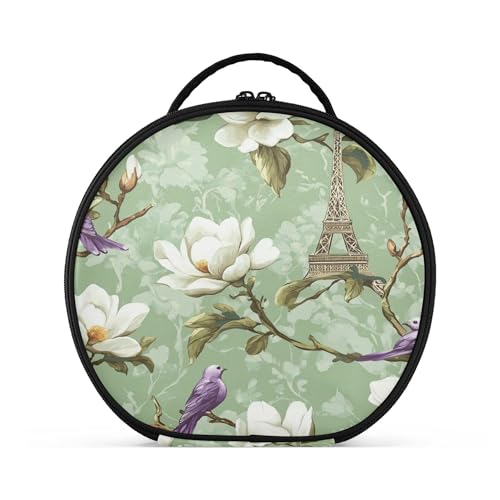 Takiito Eiffel Tower Flowers Travel Makeup Case Portable Makeup Box Artist Cosmetic Case Organizer With Adjustable Dividers