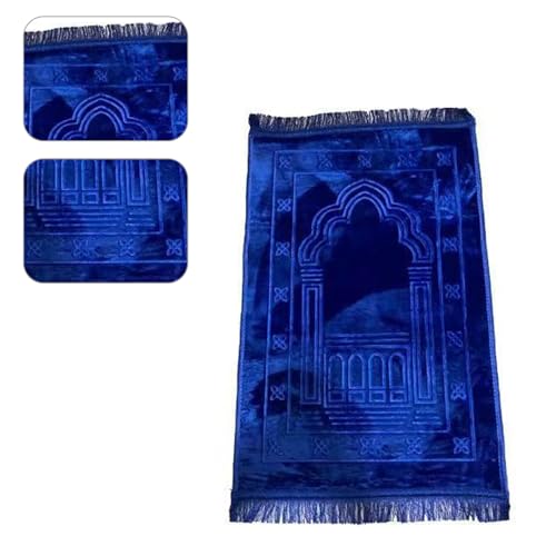 Tapis de prière vert brodé avec franges tapis islamique chic