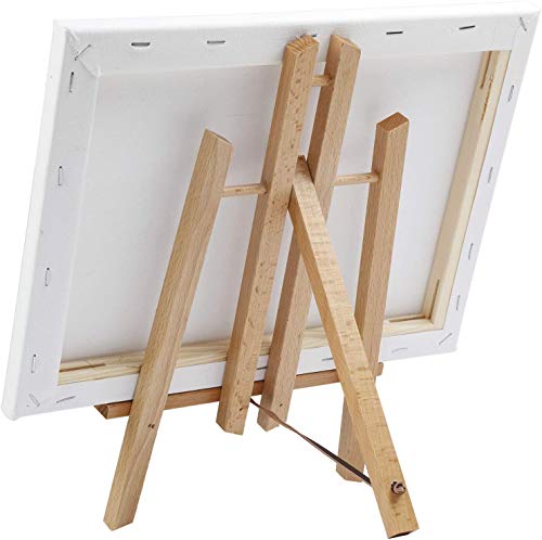 Meeden Easel With Canvas Sets, 12" Tall Beechwood Tabletop Painting Easel And 9" X 12" Stretched Canvas For Adults Artist Painting Party, Craft Drawing, Decoration Sets, Pack Of 6 #TOP2