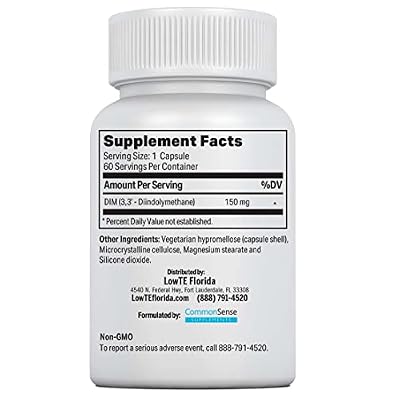 LowTE Florida DIM (150 mg) Estrogen Balance & Hormone Support Supplement for Women Ages 60+ | Detox Cleanse | Anti-Inflammatory | Non-GMO | Gluten-Free | Soy-Free