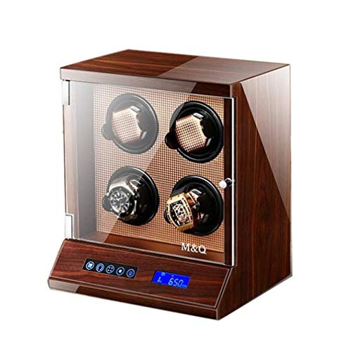 Preisvergleich Produktbild NBVCX Wohnaccessoires Uhrenbeweger für Automatikuhren Box mit 4 Stauräumen Super leise japanische Motorholzschalen-Klavierfarbe mit LED-Atmosphärenlicht
