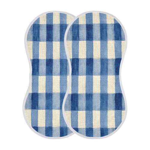 Kigai Gingham Baby Burp Cloths Extra Soft and Absorbent Burping Rags Cotton Burping Clothes Baby Washcloths for Newborn Boys Girls - 1 Pack2