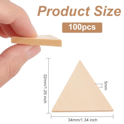 OLYCRAFT 100PCS Unfinished Wood Triangle Natural Unpainted Wood Triangle Cutout Shape Wood Triangle Slices Embellishments Ornaments for Wedding Valentine’s Day - Image 2