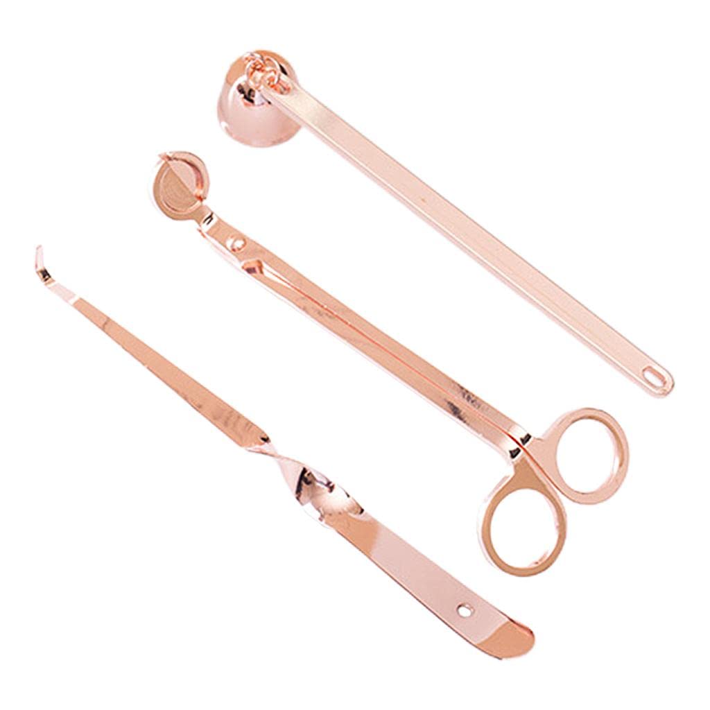Accessoires de bougie en acier inoxydable kit complet coupe-mèche or rose