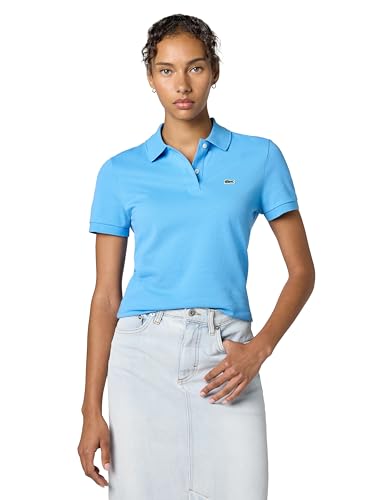 Lacoste Camisa polo feminina de manga curta, modelagem regular, petit piqué, Azul argentino, 36